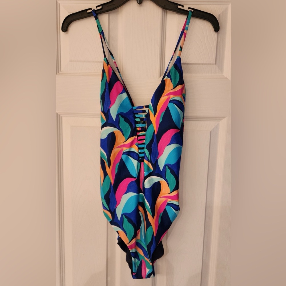 La Blanca Women's One Piece Reversible Swimsuit Plunge Tummy Control Size 10 - Picture 7 of 16